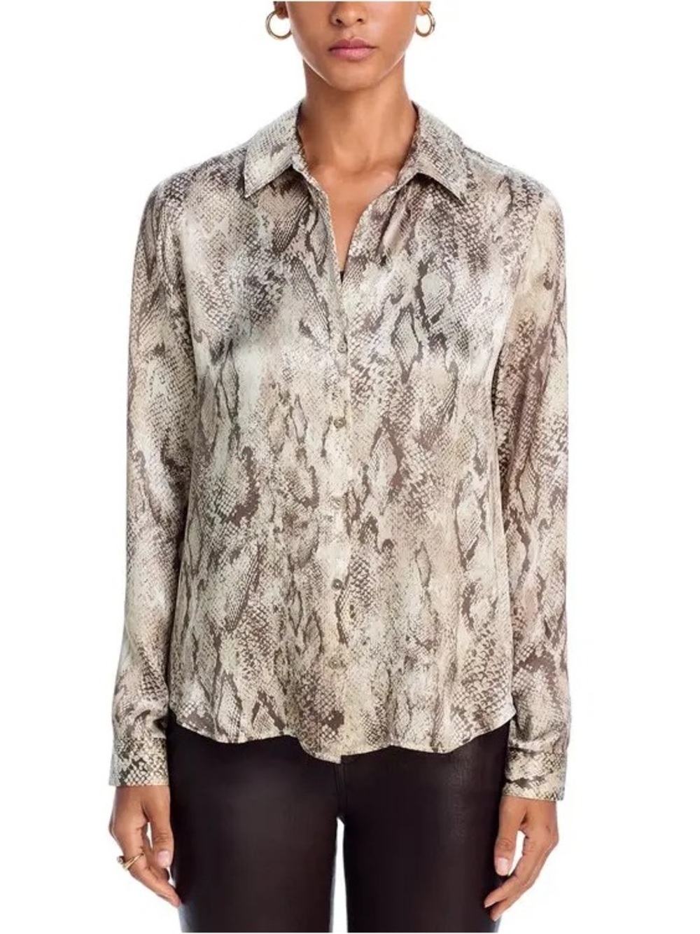 L'Agence Tyler Silk Snake Print Button-Front Blouse (128)